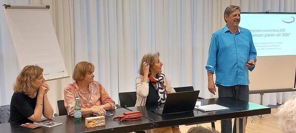 Mitgliederversammlung am 4. September 2025, aktueller Vorstand: Susan Schmorl, Daniela Freundenberg, Alia Kidess, Ulf Brossmann